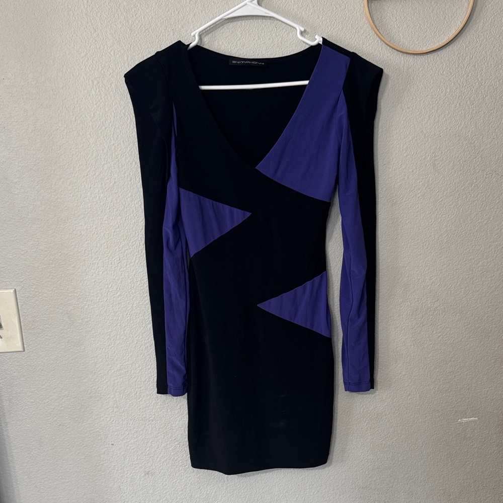 Symphony Black and Purple Long Sleeve Dress